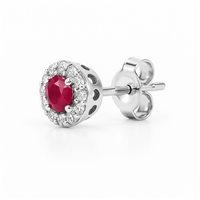 Orecchini da donna in oro bianco 18 kt con rubino e diamanti naturali G VS – 1.60 g – 0.30 ct (rubino) + 0.18 ct (diamanti) – Idee Preziose dal 1987 - IP.OK18B/1R